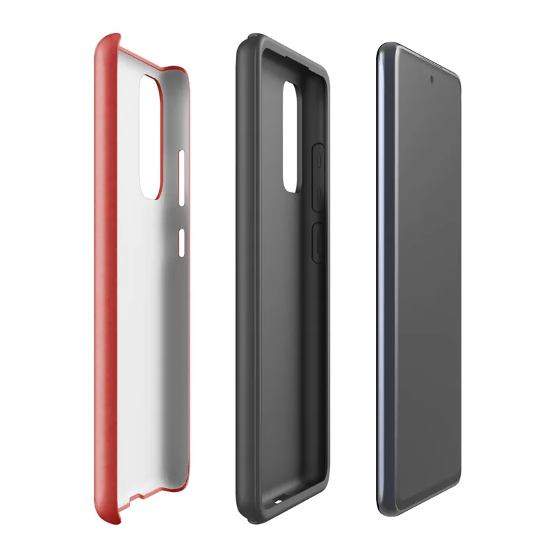 Glossy Scarlet Texture Bold Tough Case for Samsung — deep scarlet red surface with organic mottled texture and subtle tonal