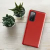 Glossy Scarlet Texture Bold Tough Case for Samsung — deep scarlet red surface with organic mottled texture and subtle tonal