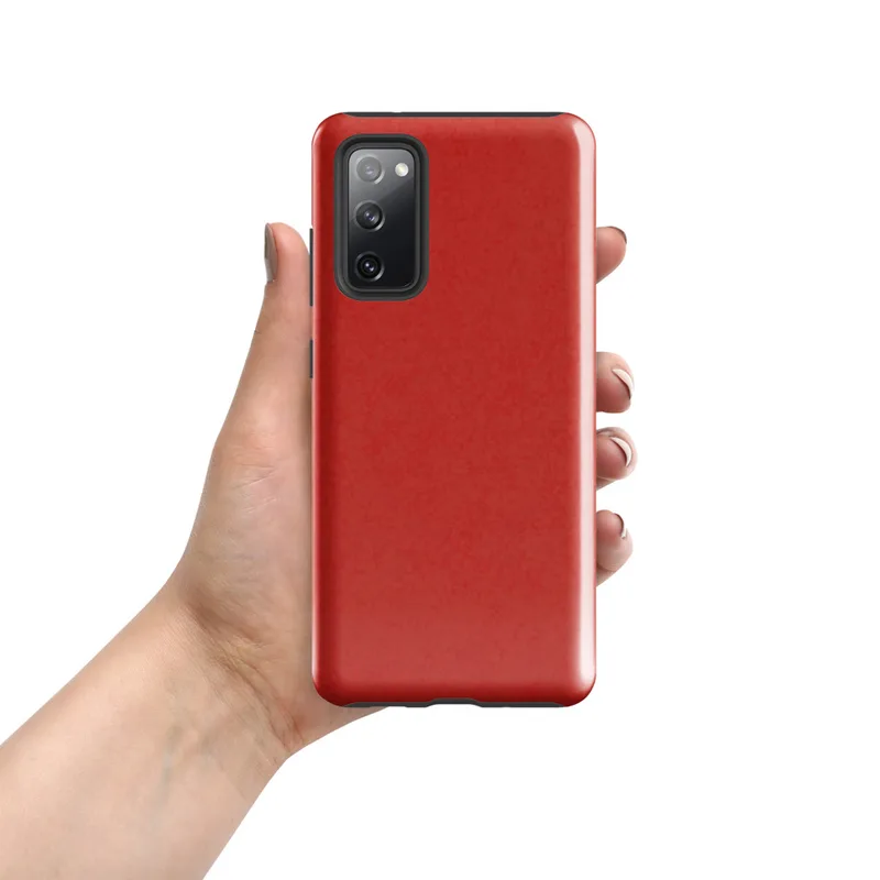 Glossy Scarlet Texture Bold Tough Case for Samsung — deep scarlet red surface with organic mottled texture and subtle tonal
