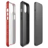 Glossy Scarlet Diamond Grid MagSafe Tough Case for iPhone — repeating ivory diamond lattice grid on a deep crimson red