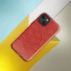 Glossy Scarlet Diamond Grid MagSafe Tough Case for iPhone — repeating ivory diamond lattice grid on a deep crimson red