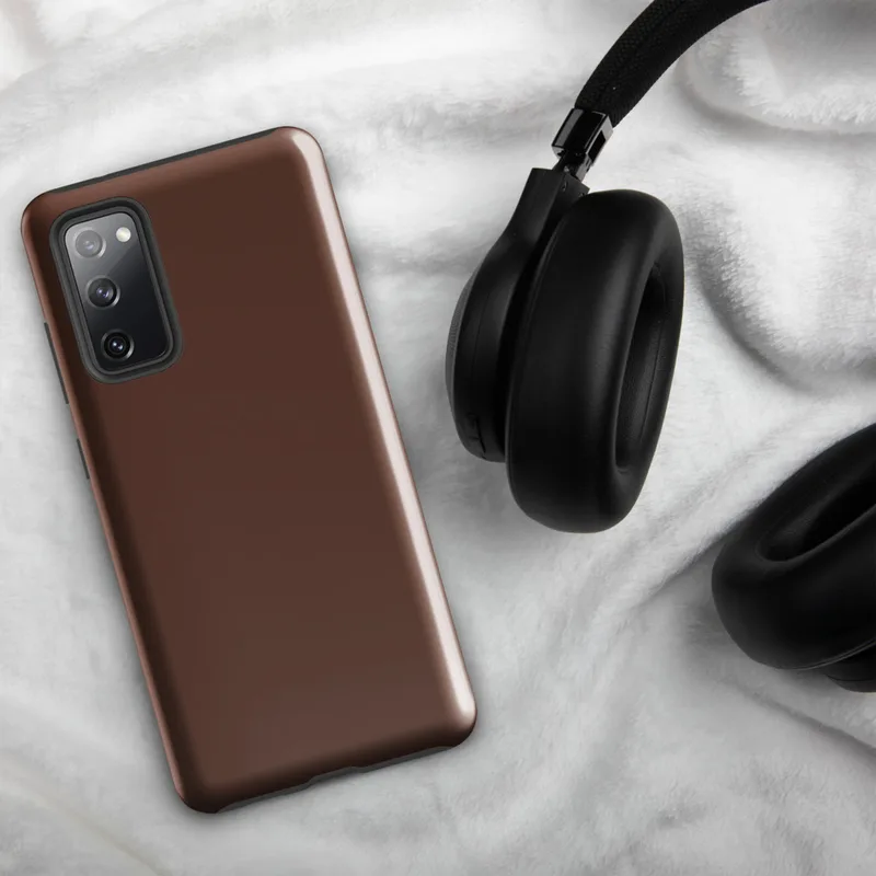 Glossy Rich Cognac Solid Tough Case for Samsung — solid deep cognac brown in a smooth, matte flat color with no additional