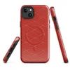 Glossy Red Diamond Grid MagSafe Tough Case for iPhone — repeating diamond grid pattern with fine white stitched lines
