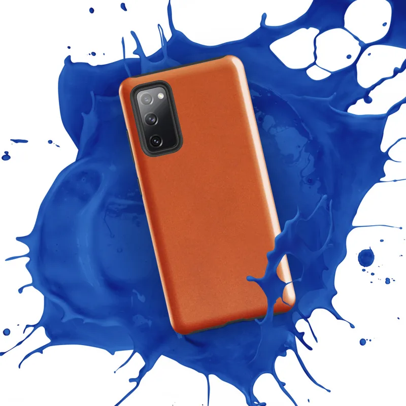 Glossy Burnt Orange Velvet Tough Case for Samsung — solid burnt orange surface with subtle warm texture variation across