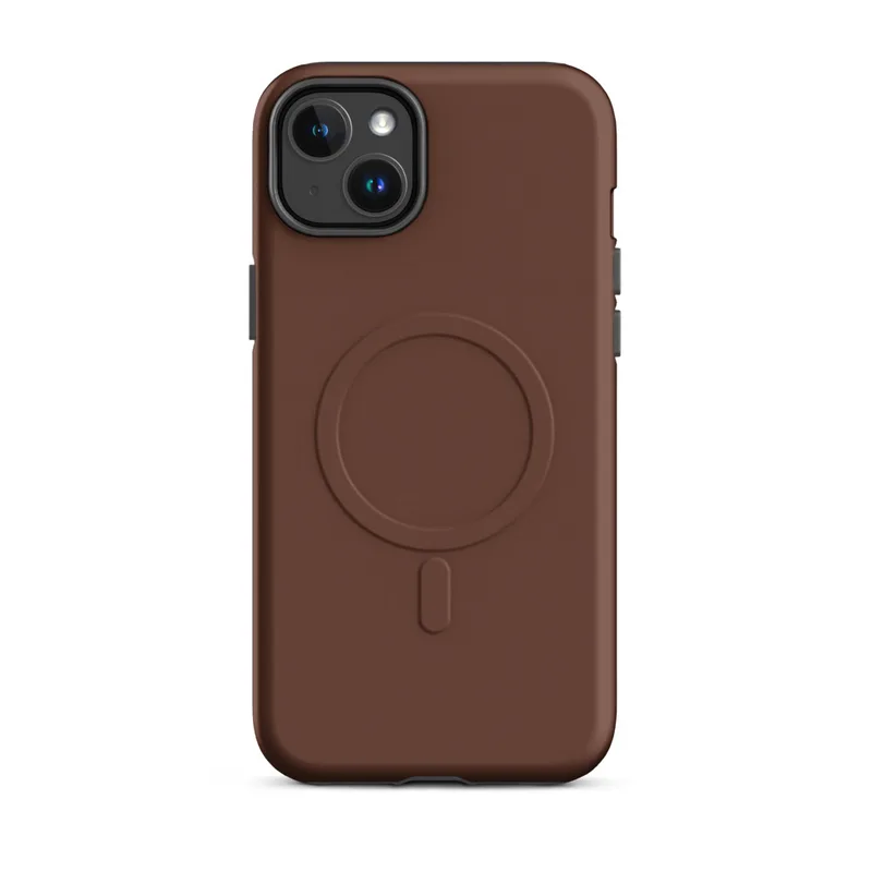 Matte Rich Cognac MagSafe Tough Case for iPhone — solid deep cognac brown in a smooth matte finish with warm reddish-brown