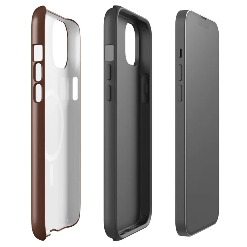 Glossy Rich Cognac MagSafe Tough Case for iPhone — solid deep cognac brown in a smooth matte finish with warm reddish-brown