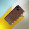 Glossy Rich Cognac MagSafe Tough Case for iPhone — solid deep cognac brown in a smooth matte finish with warm reddish-brown