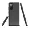 Glossy Slate Linen Texture Tough Case for Samsung — seamless charcoal grey woven linen textile pattern with subtle thread
