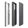 Glossy Slate Linen Texture Tough Case for Samsung — seamless charcoal grey woven linen textile pattern with subtle thread