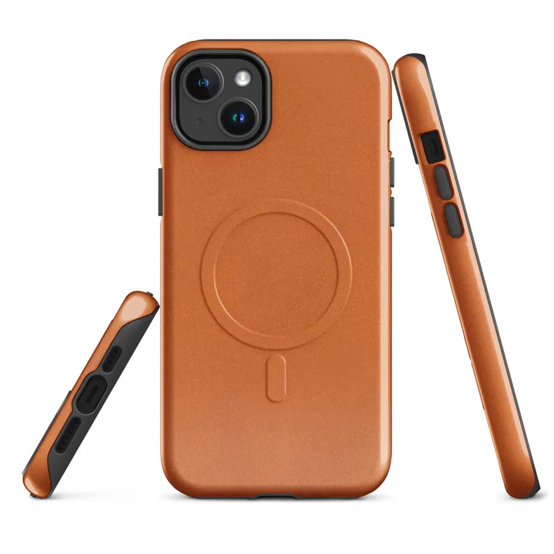 Glossy Burnt Orange Dusk MagSafe Tough Case for iPhone — solid burnt orange field with a warm terracotta hue and subtle