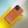 Glossy Burnt Orange Dusk MagSafe Tough Case for iPhone — solid burnt orange field with a warm terracotta hue and subtle
