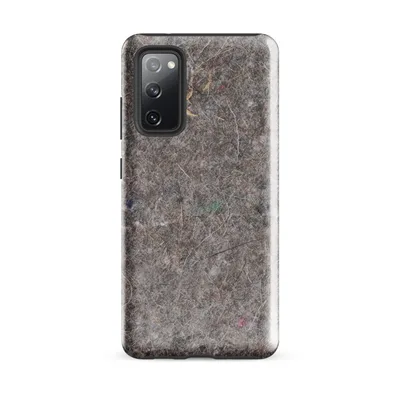 close-up photorealistic gray recycled felt surface with scattered fiber threads and tiny flecks of red, blue, and green on Glossy Urban Felt Texture Tough Case for Samsung - default - Front view