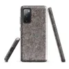 Glossy Urban Felt Texture Tough Case for Samsung — close-up photorealistic gray recycled felt surface with scattered fiber