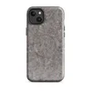 Glossy Raw Industrial Fiber Texture MagSafe Tough Case for iPhone — close-up photorealistic compressed gray-brown fiber mat