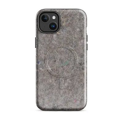 close-up photorealistic compressed gray-brown fiber mat with scattered threads and tiny flecks of red, blue, and green throughout on Glossy Raw Industrial Fiber Texture MagSafe Tough Case for iPhone - default - Front view