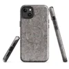 Glossy Raw Industrial Fiber Texture MagSafe Tough Case for iPhone — close-up photorealistic compressed gray-brown fiber mat