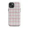 Glossy Red Plaid Classic Grid MagSafe Tough Case for iPhone — red and white windowpane check fabric pattern