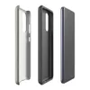 Glossy Stone Woven Texture Tough Case for Samsung — close-up woven wool fabric texture in warm gray-taupe tones with fine