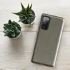 Glossy Stone Woven Texture Tough Case for Samsung — close-up woven wool fabric texture in warm gray-taupe tones with fine