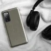 Glossy Stone Woven Texture Tough Case for Samsung — close-up woven wool fabric texture in warm gray-taupe tones with fine