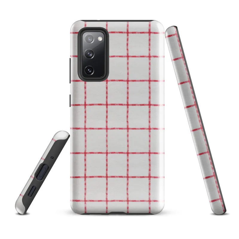 Glossy Classic Red Windowpane Check Tough Case for Samsung — red and white windowpane check pattern with evenly spaced grid