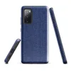 Glossy Classic Blue Denim Tough Case for Samsung — close-up seamless medium-wash blue denim fabric texture with subtle woven