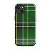 Glossy Highland Green Tartan MagSafe Tough Case for iPhone — classic Scottish tartan in deep forest green with black bands