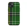 Matte Highland Green Tartan MagSafe Tough Case for iPhone — classic Scottish tartan in deep forest green with black bands