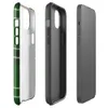 Glossy Highland Green Tartan MagSafe Tough Case for iPhone — classic Scottish tartan in deep forest green with black bands