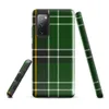 Glossy Highland Green Tartan Tough Case for Samsung — classic Scottish tartan in deep emerald green with intersecting white