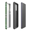 Glossy Highland Green Tartan Tough Case for Samsung — classic Scottish tartan in deep emerald green with intersecting white