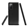 Glossy Dark Leather Texture Tough Case for Samsung — close-up distressed black leather surface with fine grain pores