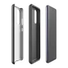 Glossy Dark Leather Texture Tough Case for Samsung — close-up distressed black leather surface with fine grain pores