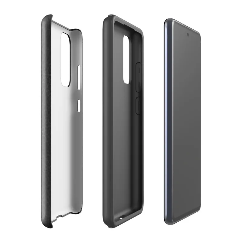 Glossy Dark Leather Texture Tough Case for Samsung — close-up distressed black leather surface with fine grain pores