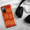 Glossy Golden Waves Ancient Spiral Tough Case for Samsung — golden spiral motifs and flowing wave lines on a deep crimson