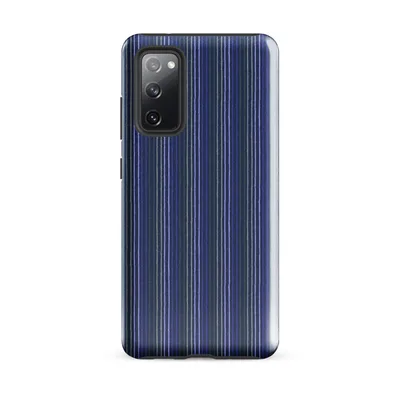 vertical pinstripes in deep royal blue, forest green, and white on a woven textile-style background on Glossy Classic Stripe Bold Tough Case for Samsung - default - Front view