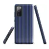 Glossy Classic Stripe Bold Tough Case for Samsung — vertical pinstripes in deep royal blue, forest green, and white