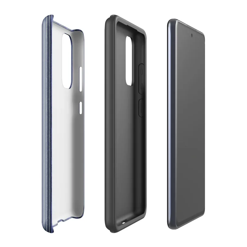 Glossy Classic Stripe Bold Tough Case for Samsung — vertical pinstripes in deep royal blue, forest green, and white