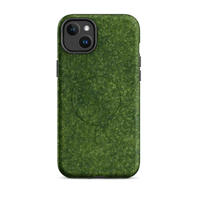 Matte Lush Green Meadow MagSafe Tough Case for iPhone — aerial view of a dense green meadow with intricate foliage texture