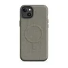 Matte Urban Linen Texture MagSafe Tough Case for iPhone — close-up woven linen textile pattern in warm charcoal and muted