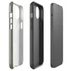Glossy Urban Linen Texture MagSafe Tough Case for iPhone — close-up woven linen textile pattern in warm charcoal and muted