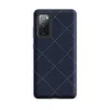 Matte Navy Diamond Stitch Tough Case for Samsung — diagonal diamond grid of white dashed stitch lines with small