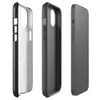 Glossy Midnight Black Leather MagSafe Tough Case for iPhone — close-up distressed black leather texture with natural grain