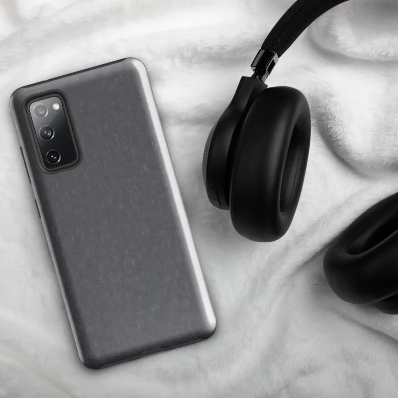 Glossy Storm Grey Texture Tough Case for Samsung — soft heathered storm grey fabric-like texture with subtle tonal variation