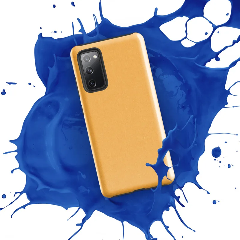 Glossy Golden Apricot Minimal Tough Case for Samsung — smooth solid golden apricot surface with subtle paper-like texture