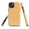 Glossy Warm Apricot Minimal MagSafe Tough Case for iPhone — solid warm apricot tone with a subtle paper texture, soft