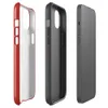 Glossy Crimson Blaze Textured MagSafe Tough Case for iPhone — deep crimson red surface with a mottled stone-washed texture