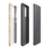 Glossy Classic Diagonal Grid Tough Case for Samsung — warm beige diagonal double-line grid forming repeating diamond lattice