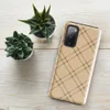 Glossy Classic Diagonal Grid Tough Case for Samsung — warm beige diagonal double-line grid forming repeating diamond lattice