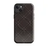 Glossy Dark Diamond Quilted Leather MagSafe Tough Case for iPhone — diagonal diamond quilted pattern in deep espresso brown